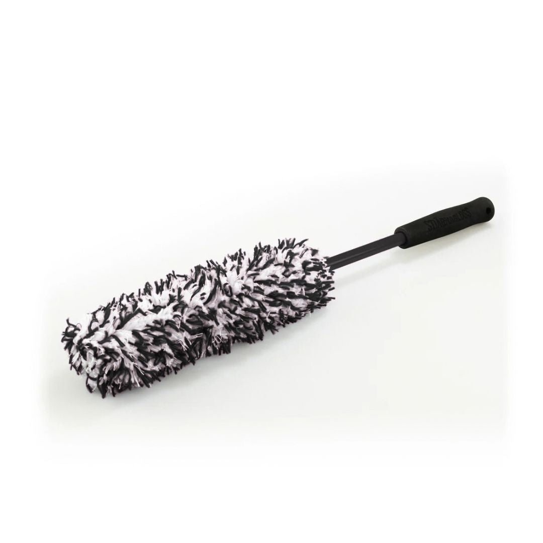 Stjarnagloss Gravling - Microfibre Wheel Brush with a black and white textured cleaning head and a black handle, shown on a plain white background.