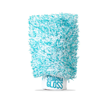 Stjarnagloss Lurvig wash mitt. green white microfibre wash mitt. safe car wash sponge. Stjarangloss Ireland