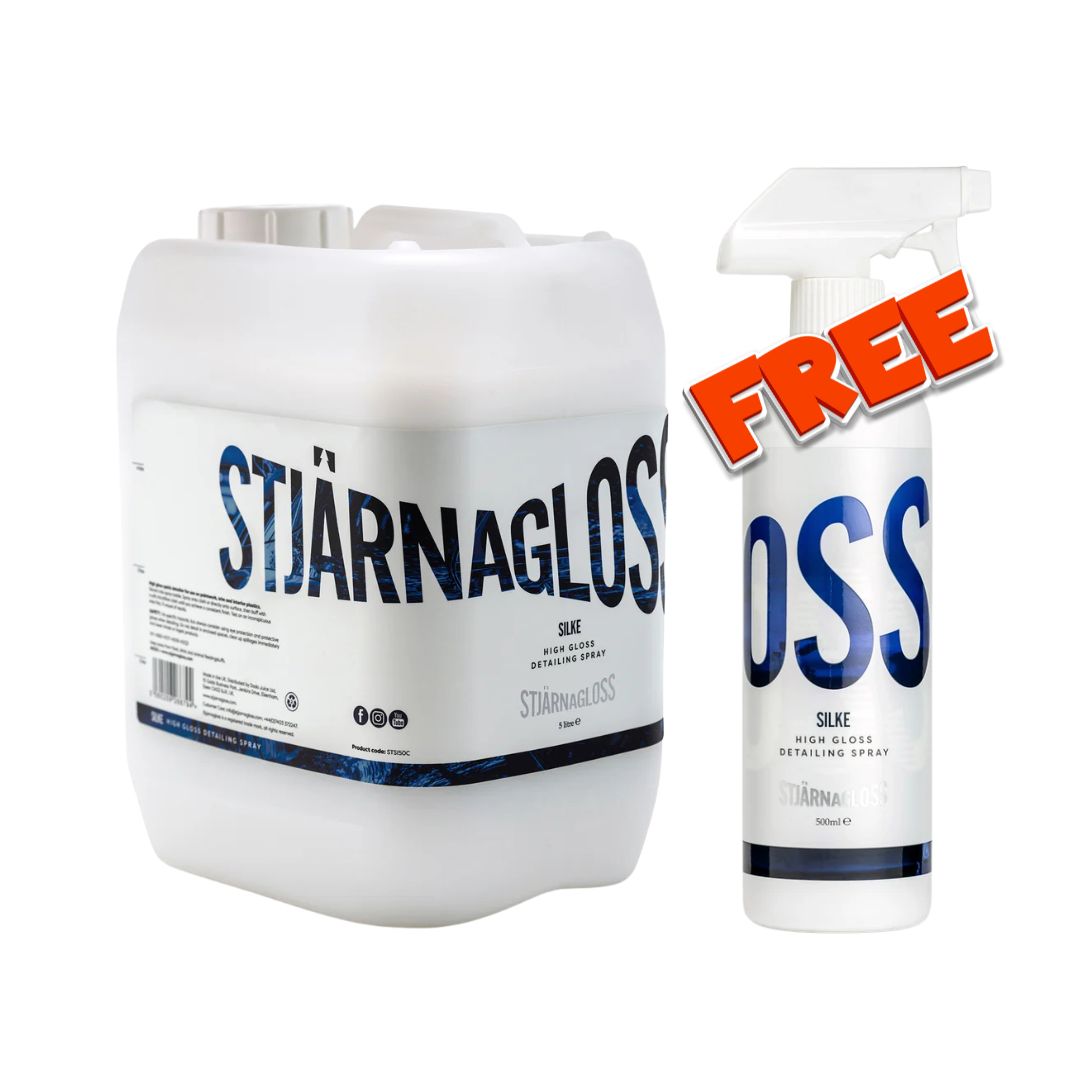 STJaRNAGLOSS Silke container and bottle with a freebie label on a white background