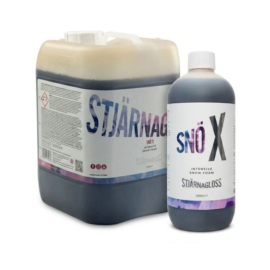 Two bottles of Stjärnagloss Sno x snow foam on a white background