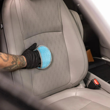 The Rag Company no Soak Round Applicator 5 pack. Applying sealant on leather seat.