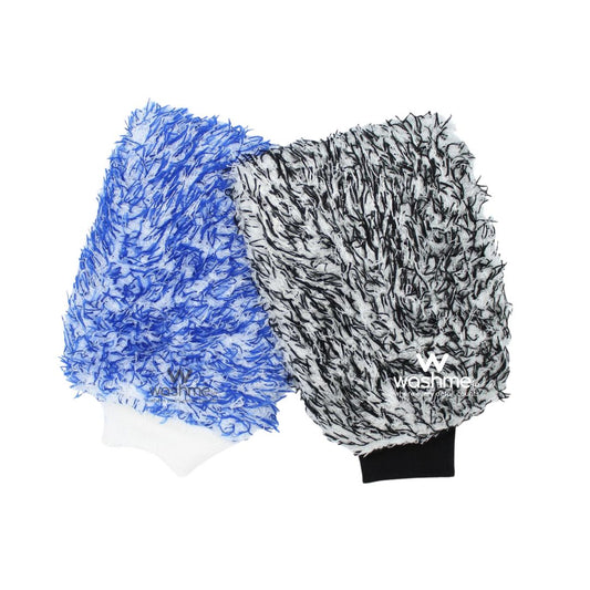 WashMe Deep Pile Microfibre Wash Mitt Black and Blue