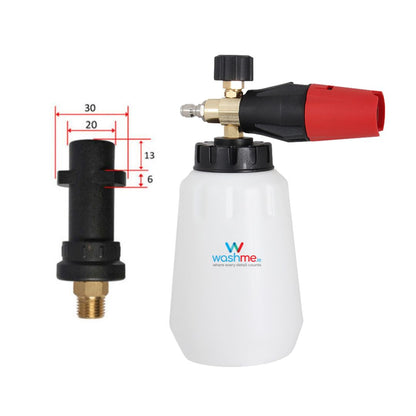 Karcher Foam cannon with measurement details and 'washme' branding on a white background