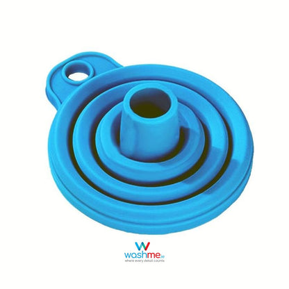 blue silicone funnel. foldable funnel to fill liquids. washme funnel. best funnel ireland