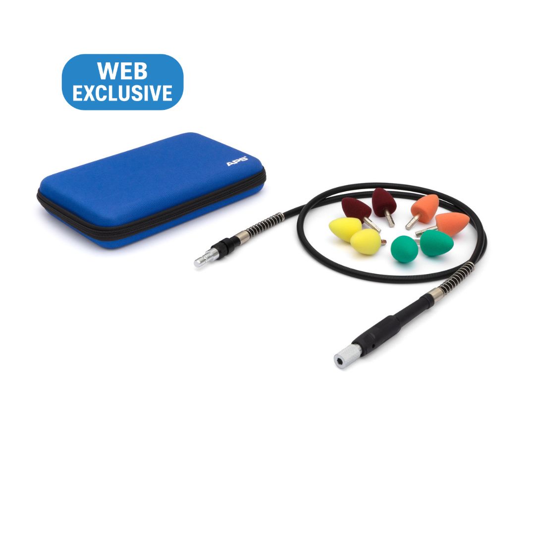 APS Flexible Shaft Kit for Flex PXE80 in blue carry case on white background
