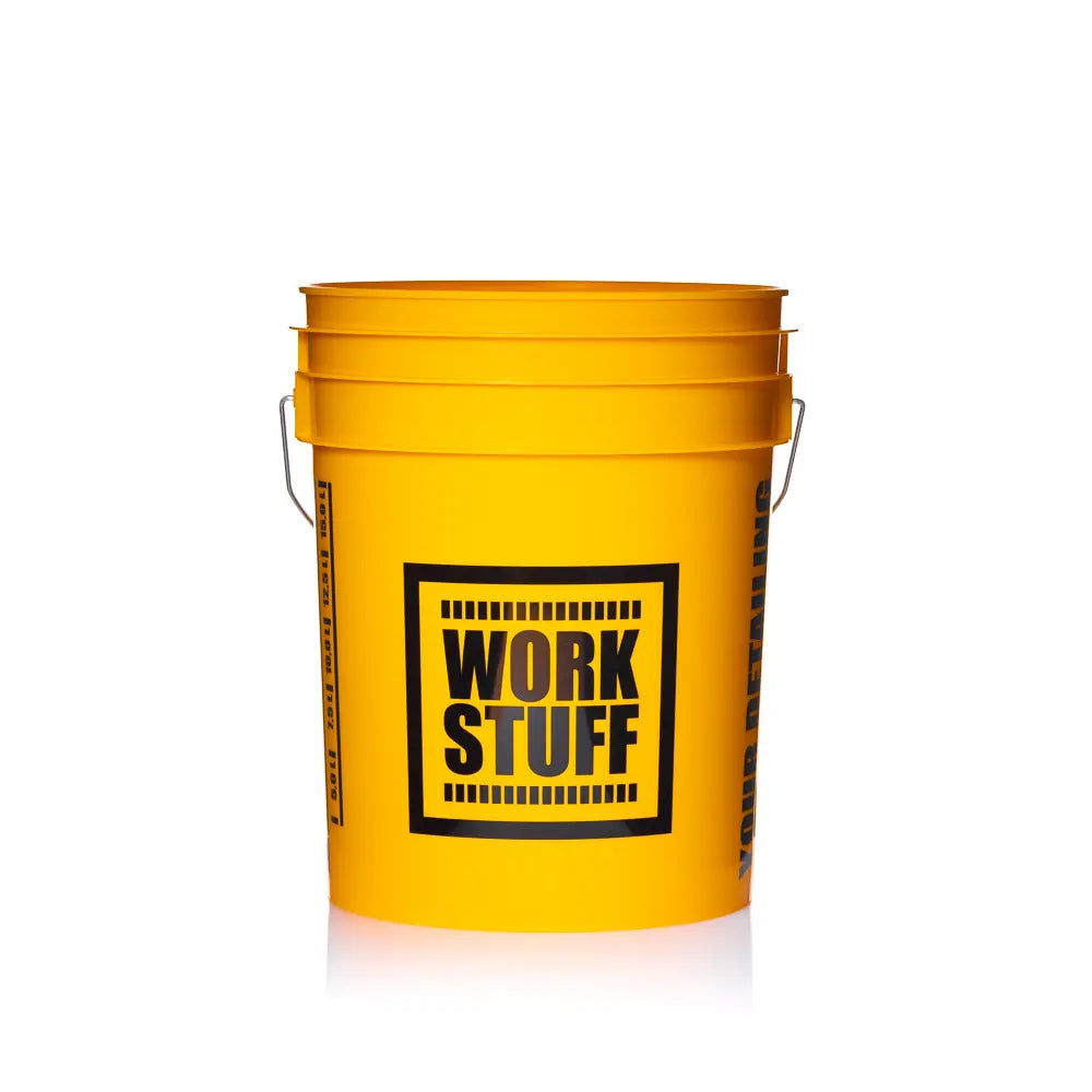 Work Stuff Yellow Bucket Wash with Black Grit Guard. Safe wash bucket. two bucket wash method. Work Stuff Ireland
