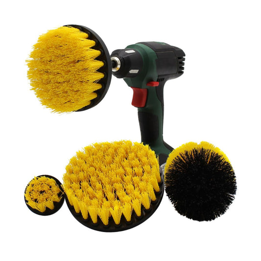 Drill Brush Set, 4 Pcs Cleaning Drill Brushes Power Scrubber Brushes for Cleaning Bathroom Car Carpet Floor Toilet Kitchen Grout White