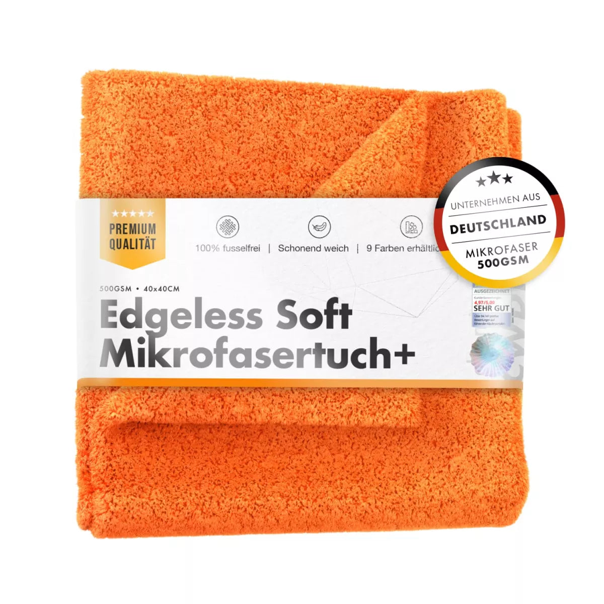 chemicalworkz edgeless soft microfibre buffing cloth in orange. chemicalworkz Ireland. washguru Ireland. edge-free microfibre cloth – it’s perfect for waterless washes and quick touch-ups with a detailing spray.