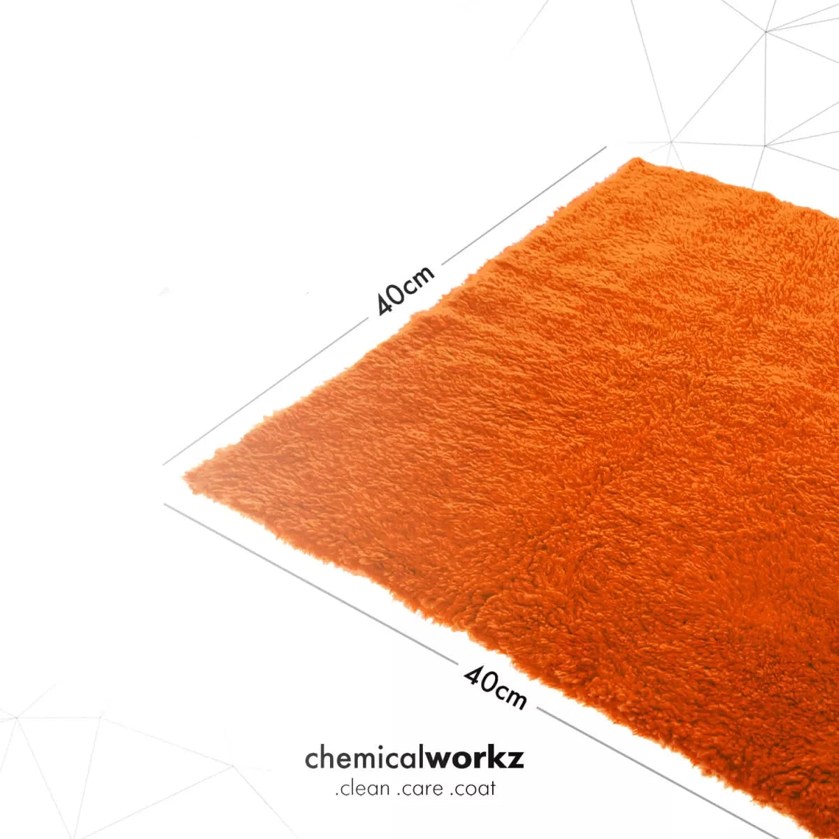 chemicalworkz edgeless soft microfibre buffing cloth in orange. chemicalworkz Ireland. washguru Ireland. edge-free microfibre cloth – it’s perfect for waterless washes and quick touch-ups with a detailing spray.