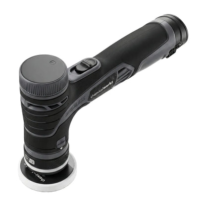 Black and gray polisher with "chemicalworkz" branding on a white background