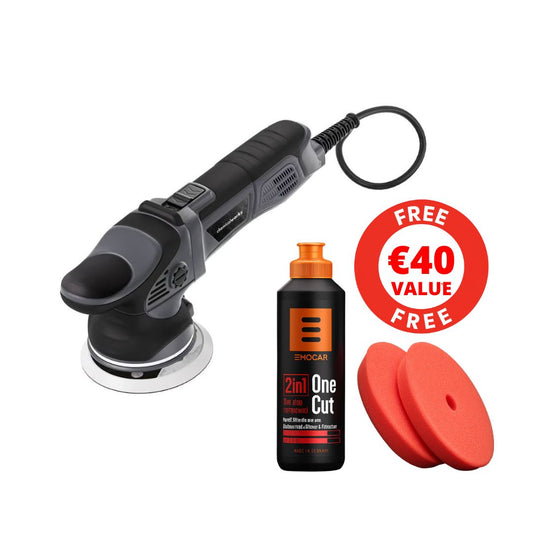 Chemicalworkz DA9 Pro Black and silver polishing macine on a white background on sale with Ewocar polish