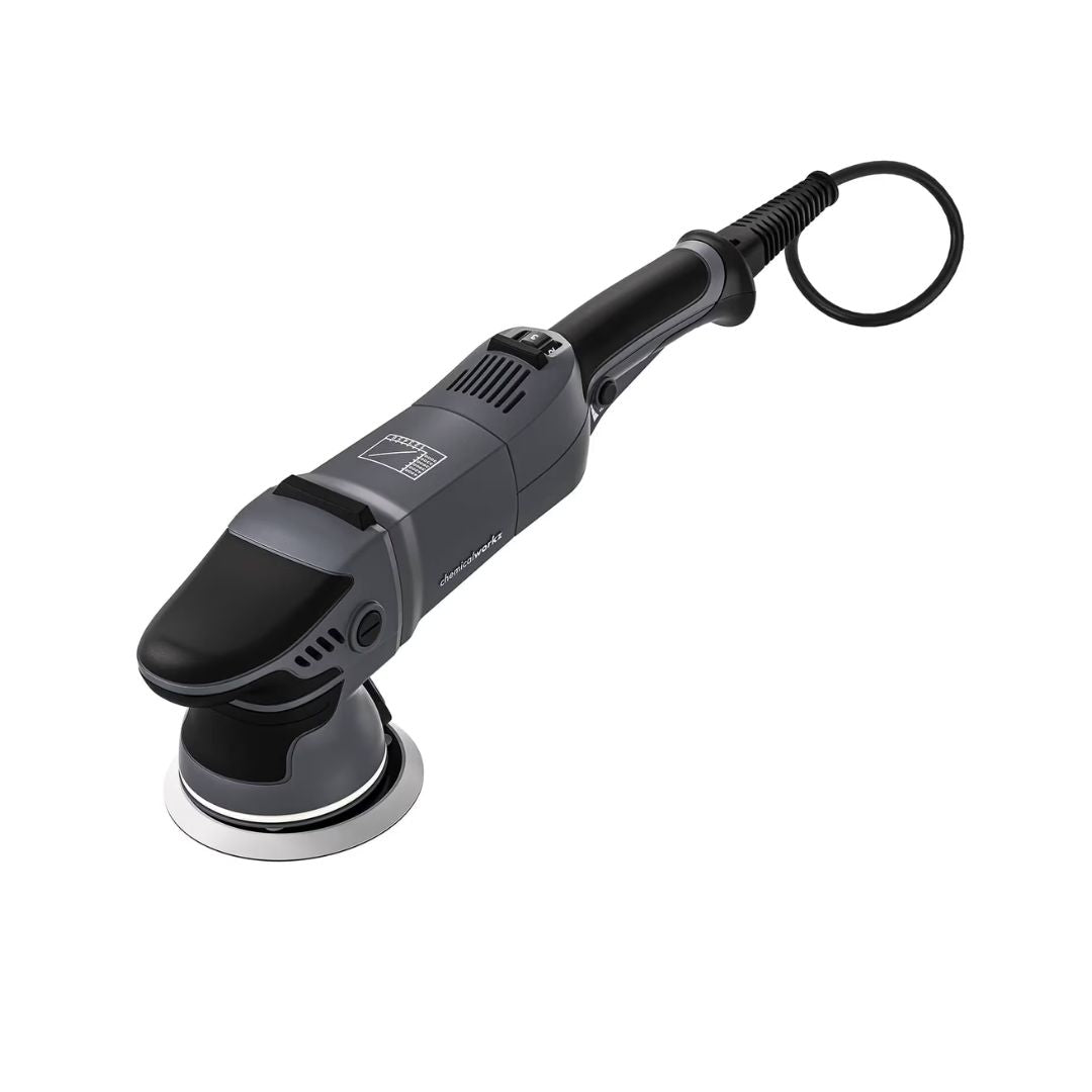 Black and grey chemicalworkz DA9 Pro Max power tool on a white background
