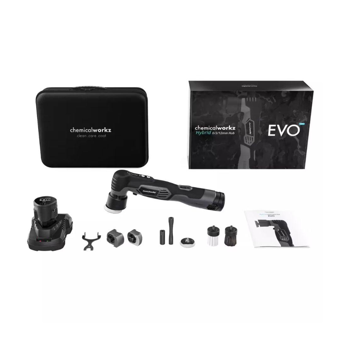 chemicalworkz EVO Mini Car care tool set with 'chemicalworkz' branding on a white background