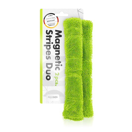 chemicalworkz magnetic drying towel for mirrors. water dripping mirrors. green microfibre for drying. Official chemicalworkz Ireland.