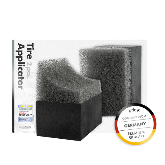 chemicalworkz Tyre Applicator - 2 Pack. Tyre dressing applicator sponge grey. Tyre shine sponge and applicatator. Gloss tyre shine. Autoglym Bilt Hamber and ADBL tyre dressing. Labocosmetica Nero