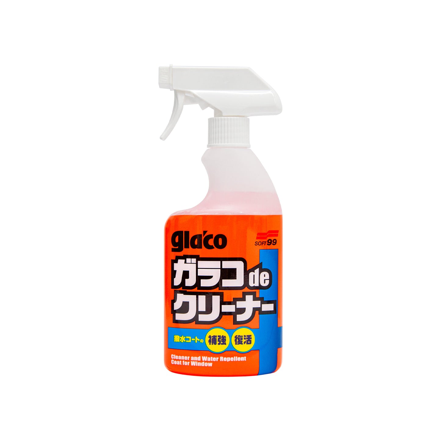 De Glaco by Soft99 is a revolutionary 2-in-1 glass cleaner that cleans and boosts water repellency!

Glaco De Cleaner is an all-purpose glass cleaning agent thanks to which you'll easily remove dirt, bird droppings, dead bugs, dirt, oily film and other unwanted residues from any glass surface by simply spraying and wiping! Soft99 Ireland