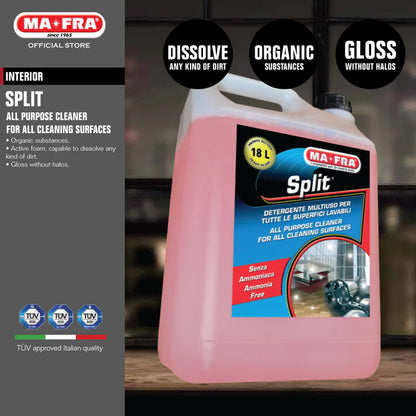 MaFra Split - All in One All Purpose and Glass Cleaner 4500ml. Mafra ireland. Dashbaord shine and interior cleaner. Ammonia Free glass cleaner. 