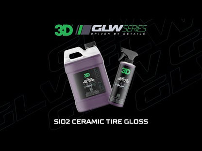 3D GLW Series SiO2 Ceramic Gloss Tyre Dressing 64oz (1.89L). 3D Ireland. Hydrophobic tyre shine. High gloss tyre shine.