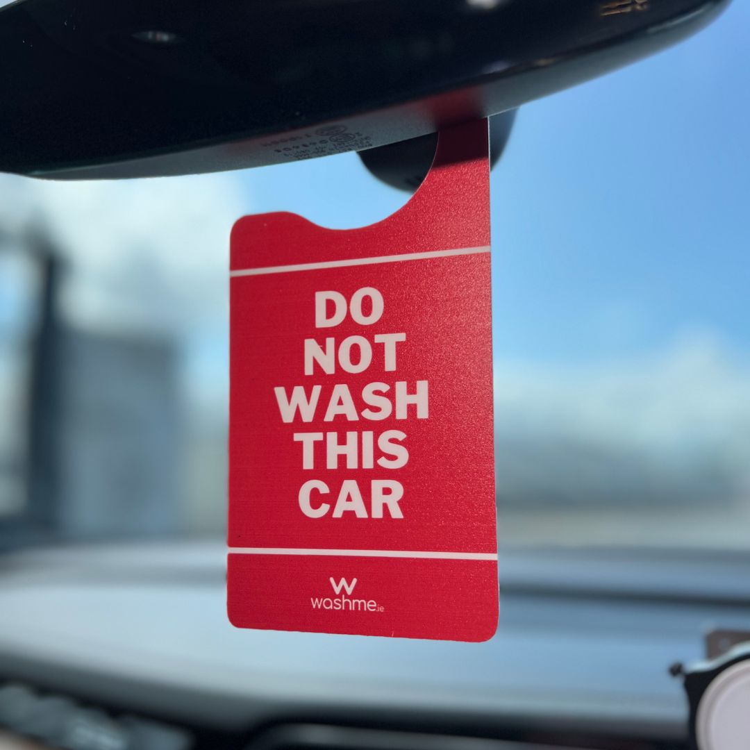 Keep your ceramic-coated car safe from dealership car washes with the Alert Red 'Do Not Wash' Hanger. This durable, glossy PVC sign warns against unwanted valeting and washing, protecting your vehicle's finish. Easy to store in your glove box. Ideal for maintaining your car's pristine condition.