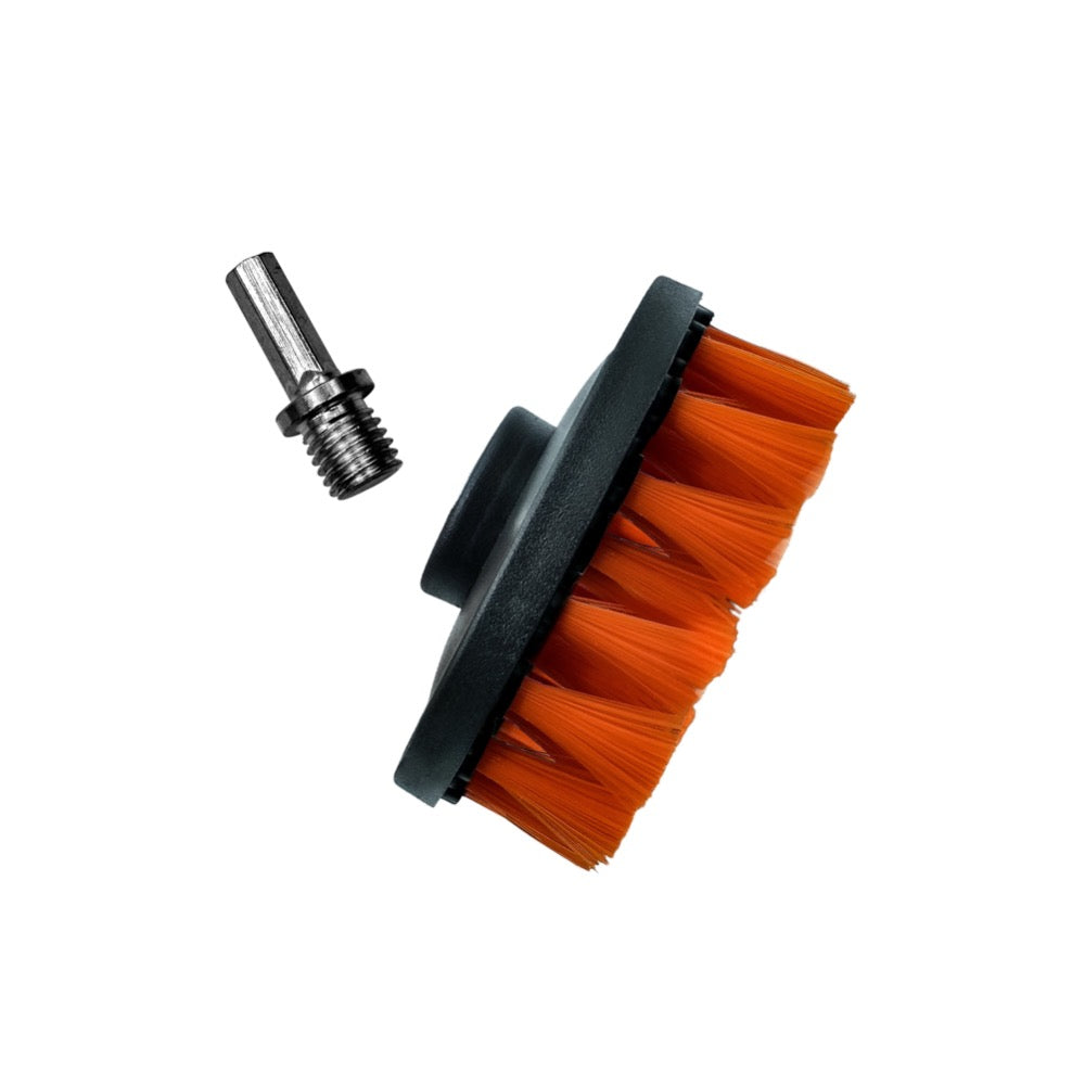 ADBL Twister drill brush. Round textile drill brush with orange bristles. ADBL Cork Ireland
