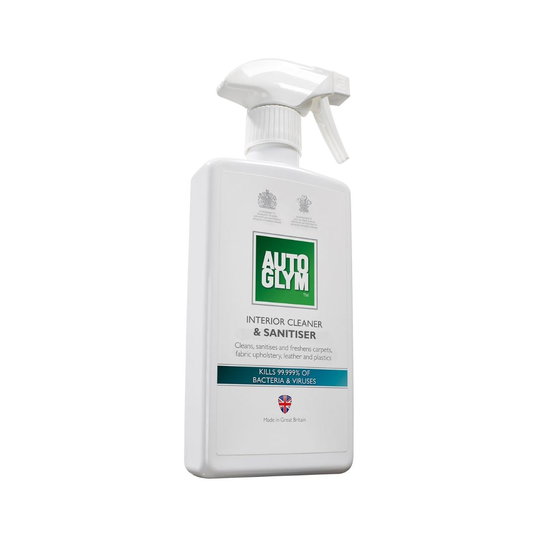 Autoglym Interior Cleaner and sanitiser. removes stubborn stains from all interior fabrics and surfaces such as carpets, fabric upholstery, dashboards, doors and headlining. Autoglym Cork Ireland