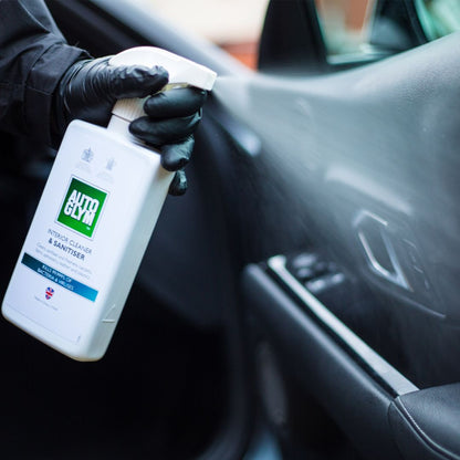 Autoglym Interior Cleaner and sanitiser. removes stubborn stains from all interior fabrics and surfaces such as carpets, fabric upholstery, dashboards, doors and headlining. Autoglym Cork Ireland