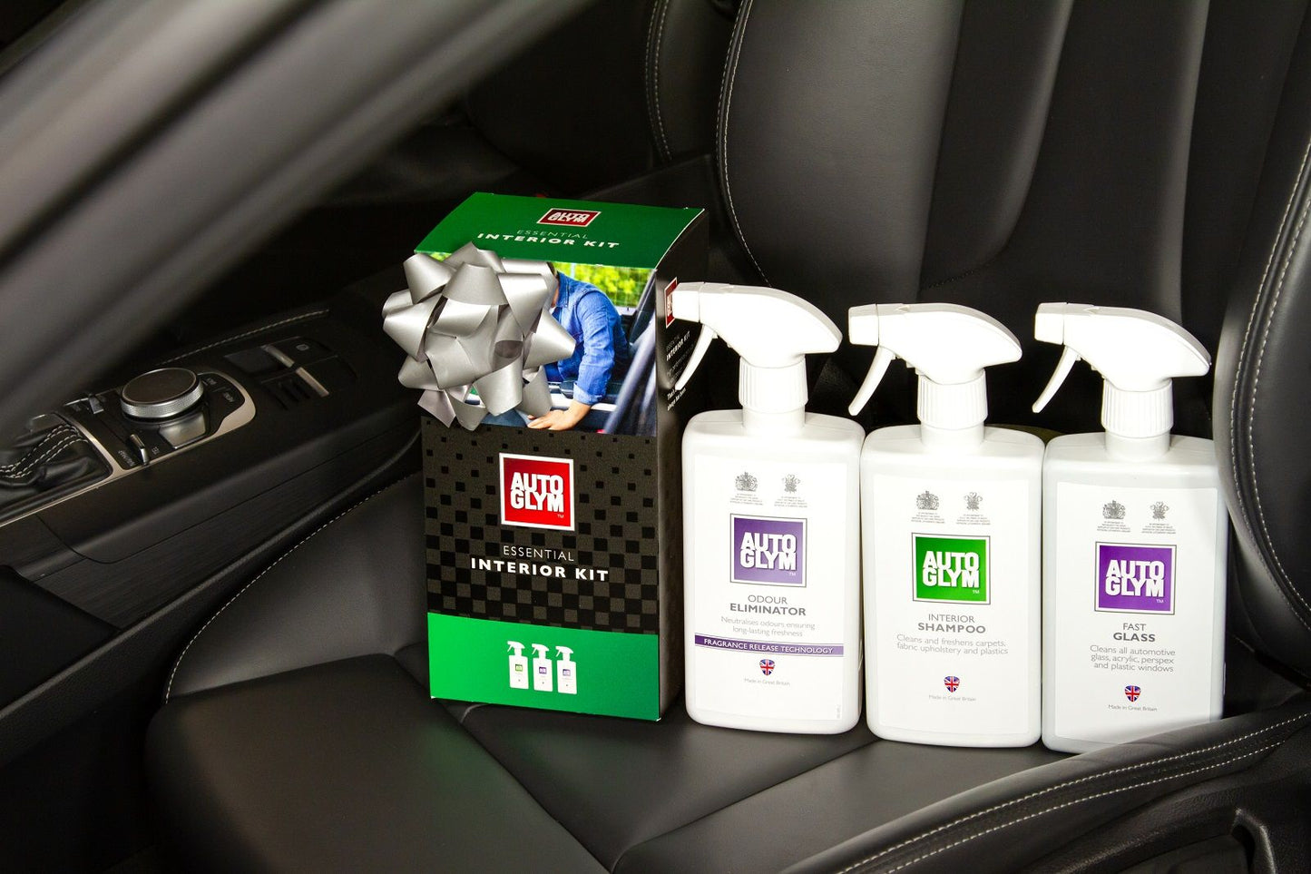 Autoglym Interior Kit. Glass cleaner, carpet shampoo, odour eliminator. Autoglym Gift Set. Autoglym Ireland, Autoglym Cork Ireland. Car present and gift