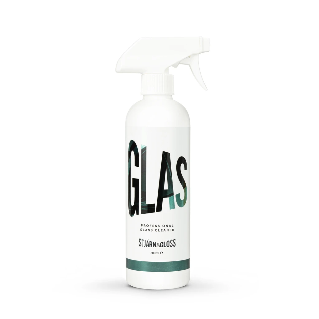 Stjarnagloss Glas Professional Glass cleaner 500ml bottle. Solvent based glass cleaner. Non alcohol Glass cleaner. Stjarnagloss Ireland, Stjarnagloss Cork Ireland
