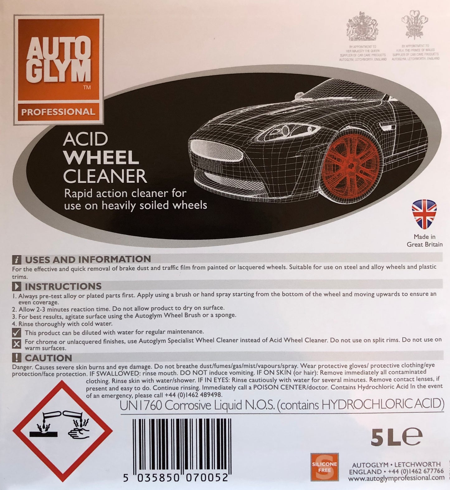 Autoglym Acid Wheel Cleaner. Rapid action, acid-based wheel cleaner.