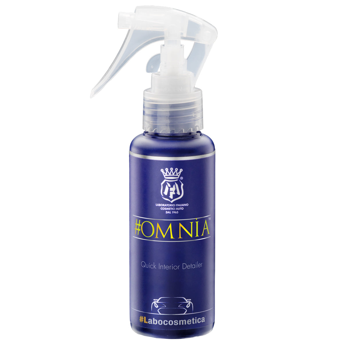 Labocosmetica Omnia interior cleaner bottle. Antiviral cleaner. Labcosmetica Cork Ireland.Labocosmetica Omnia interior cleaner bottle. Safe on interior and leather. Suitable for wet vac and Tornador. Antiviral cleaner. Labcosmetica Cork Ireland.