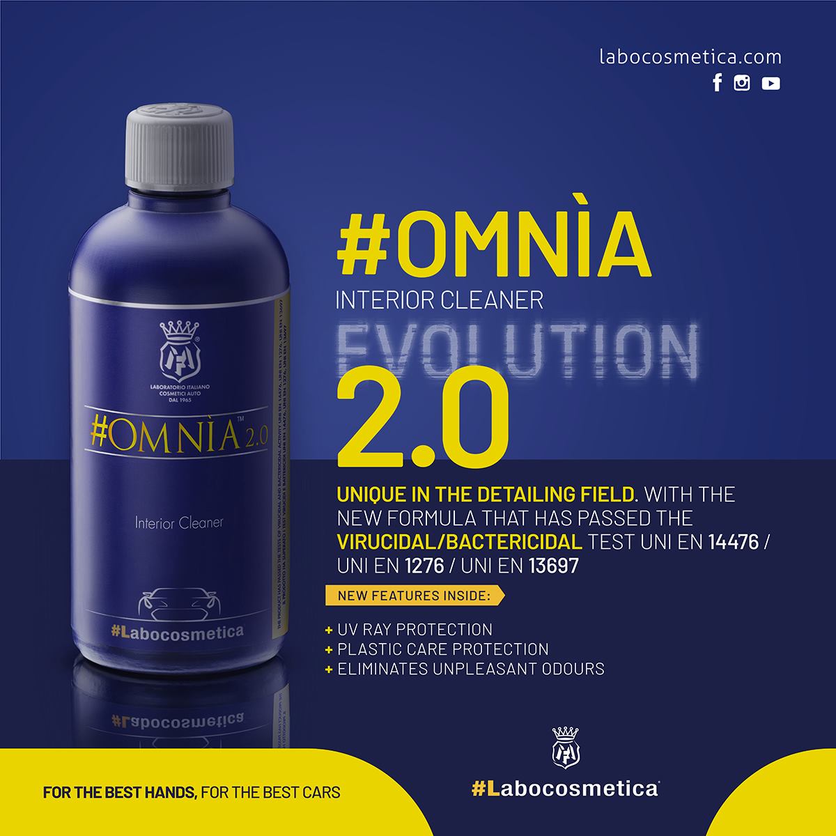 Labocosmetica Omnia interior cleaner bottle. Antiviral cleaner. Labcosmetica Cork Ireland.Labocosmetica Omnia interior cleaner bottle. Safe on interior and leather. Suitable for wet vac and Tornador.  Antiviral cleaner. Labcosmetica Cork Ireland.