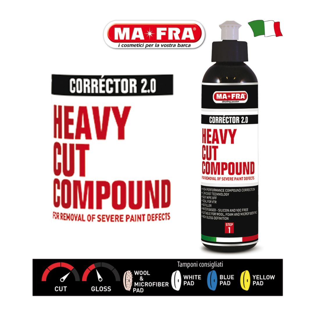 MaFra Corrector 2.0 heavy cut compound. Best cutting compound for polishing paintwork. No filler compound. MaFra Ireland