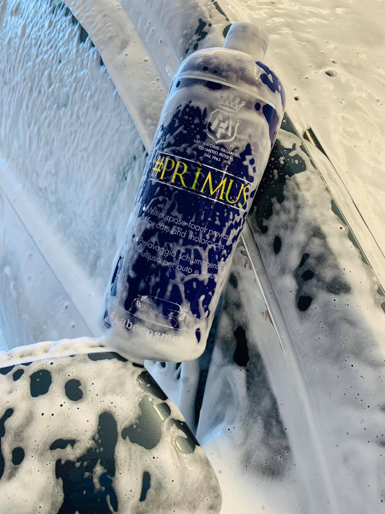 Labocosmetica Primus snow foam pre wash. Blue bottle with see through cap. Labocosmetica Cork Ireland