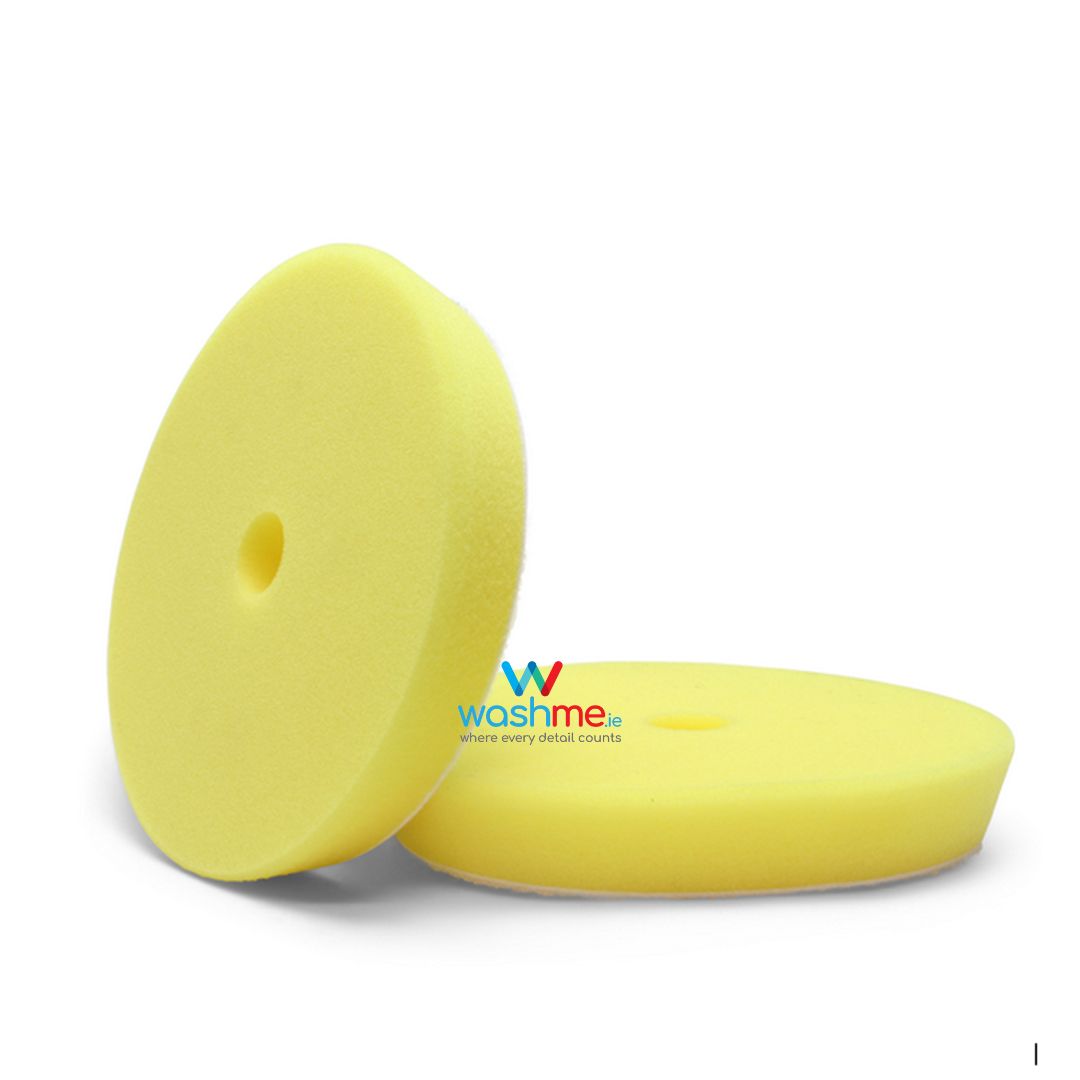 WashMe Polishing Pad Yellow 5". Slim Pad for polishing. Medium finishing pad. High cutting compound pad. washme.ie. Best pads for Flex, Rupes, ShineMate, Liquid Elements polishing pad.