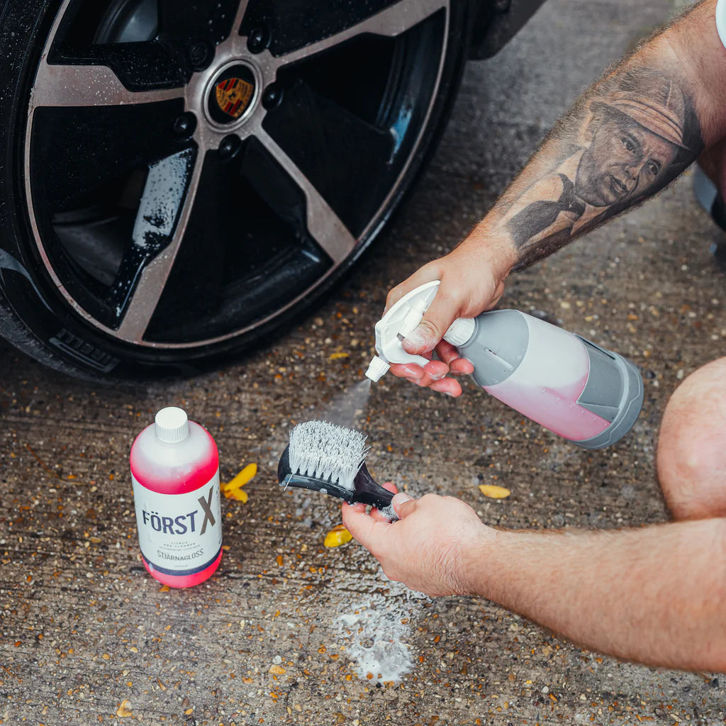 Wheel Brush, IK Sprayer, Porsche Taycan, Stjarnagloss Forst X Citrus Pre-wash concentrate. Citrus Pre-was for cars. Snow foam pre wash. Stjarnagloss Ireland, Stjarnagloss Cork Ireland