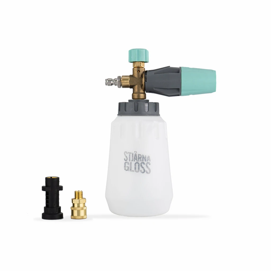 Stjarnagloss Sno Snow Foam Gun. Foam lance. With Karcher connection. Best foam lance like Autoglym Polar Blaster. ph neutral snow form. thick snow foam. pre wash snow foam. best snow foam. Like Autoglym Polar Blast, ADBL Yeti. Stjarnagloss Ireland, Stjarnagloss Cork Ireland.